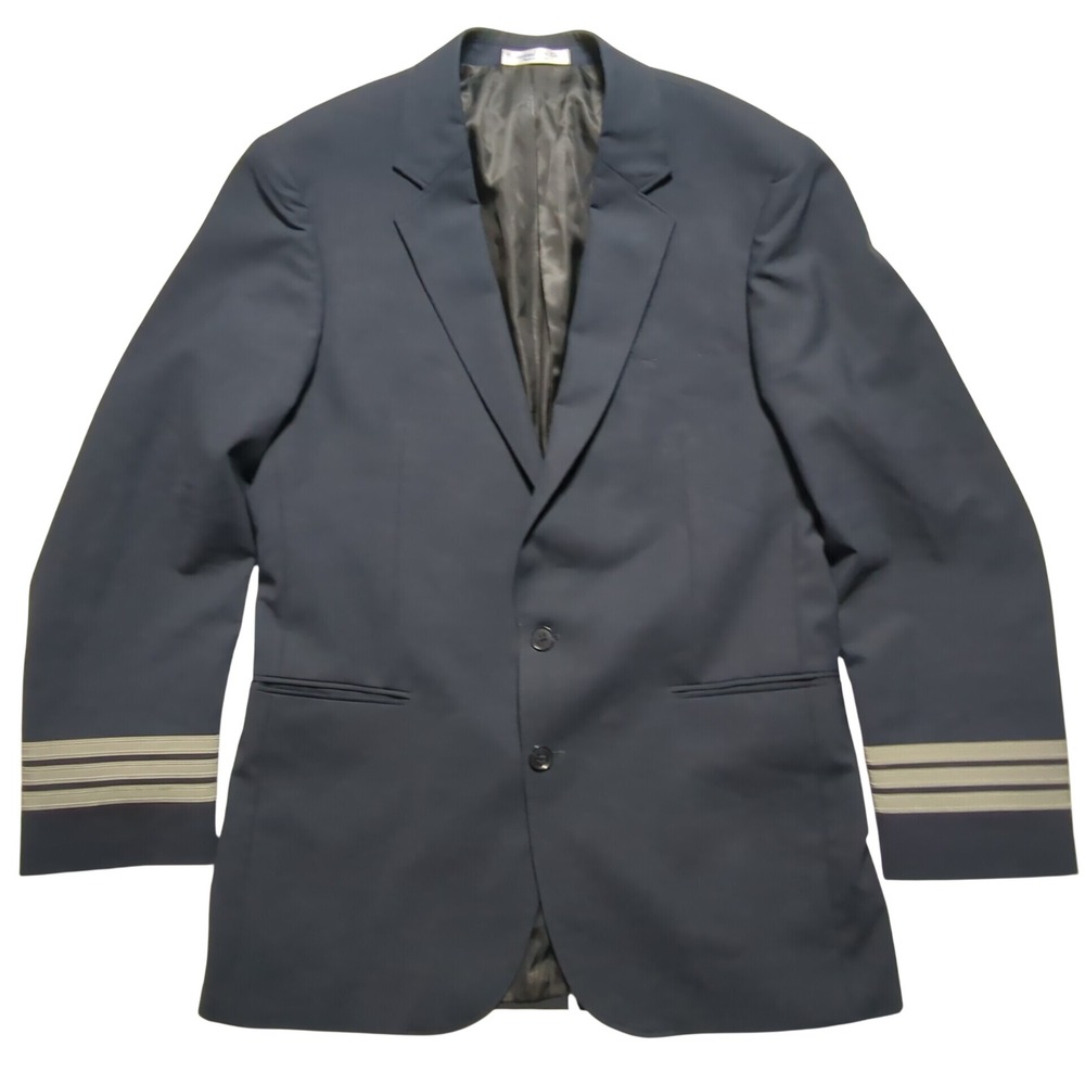 Murphy & Hartelius Men 42R Pilot Uniform Aviation Blue Blazer‎ Captains Stripes